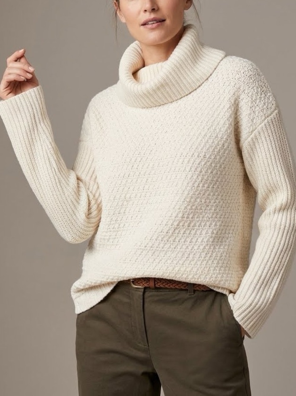 Talbots Elegant Cream Turtleneck Sweater